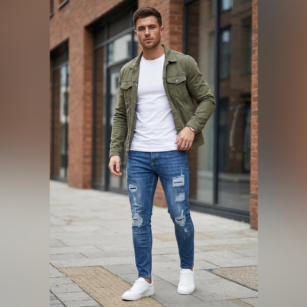 Distressed Blue Men's Jeans